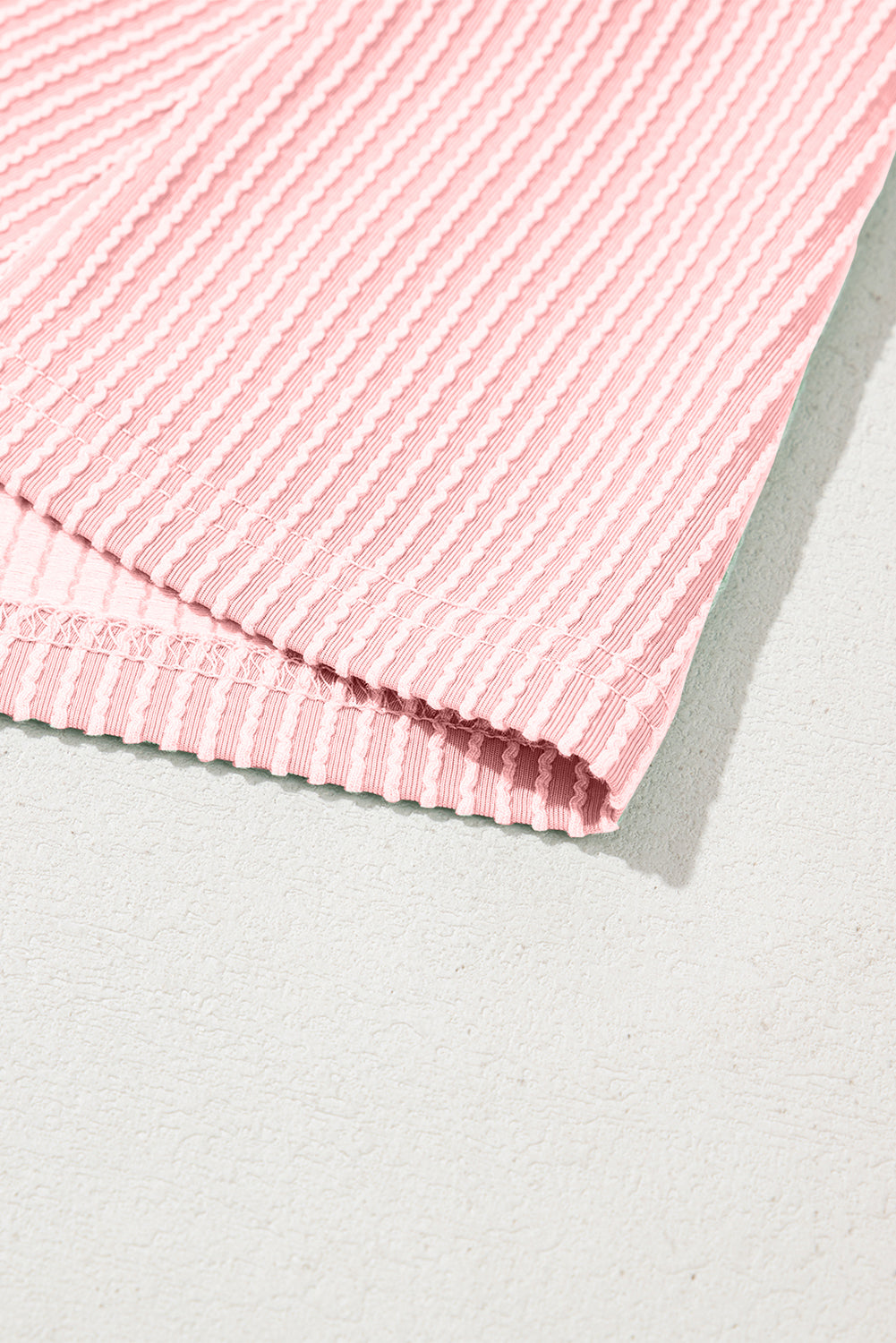 Mint Green Corded Crew Neck Puff Sleeve Mini Dress