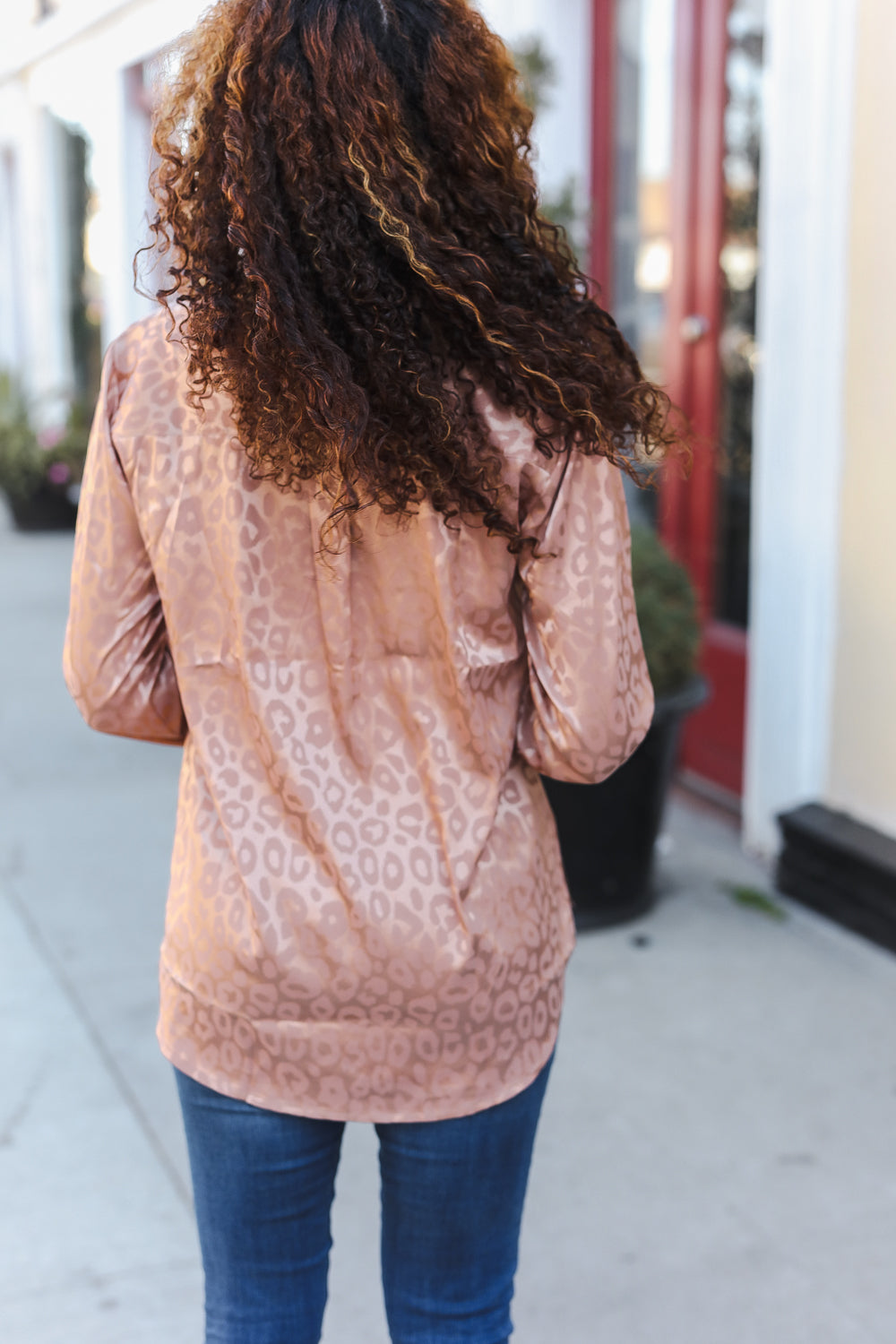 Diva Dreams Neude Animal Print Button Down Lace Shirt Top