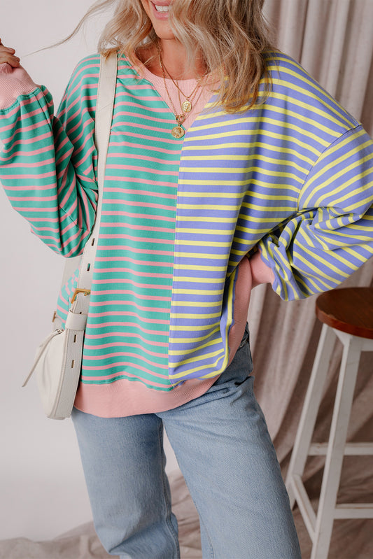 Colorblock Drop Shoulder Oversize Sweatshirt