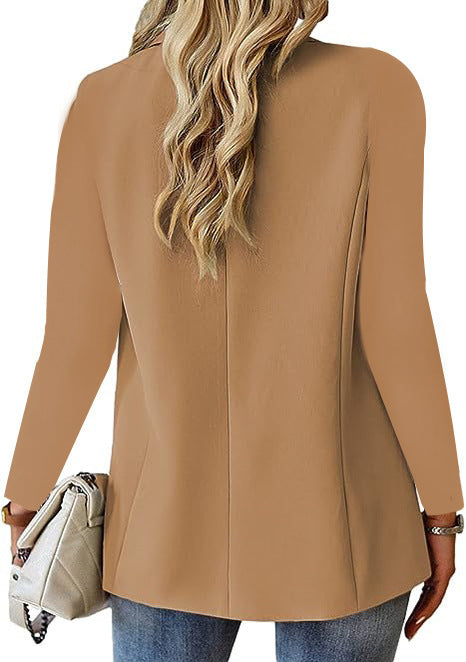 Polyester Autumn Long Sleeve Solid Color Cardigan Small Suit Jacket For Women