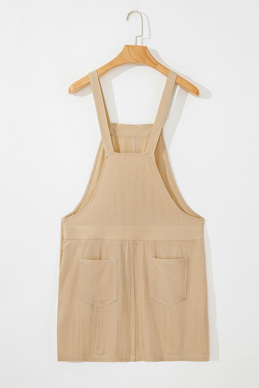 Parchment Side Buttons Sleeveless Overall Mini Dress