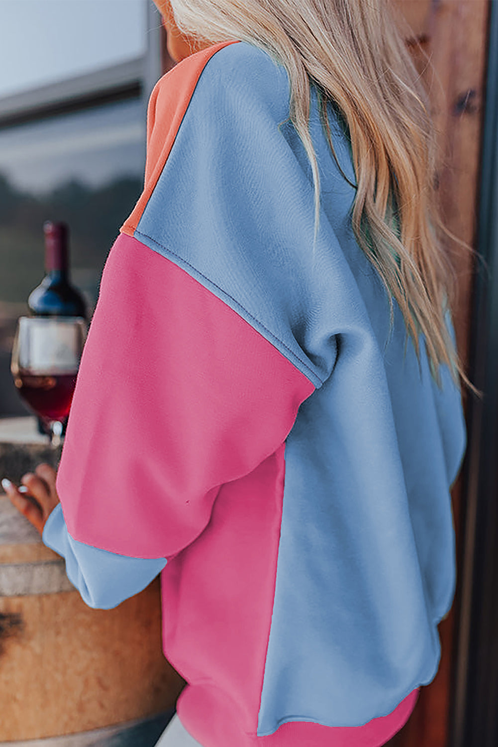 Blossom Colorblock Patchwork Drop Shoulder Sweatshirt