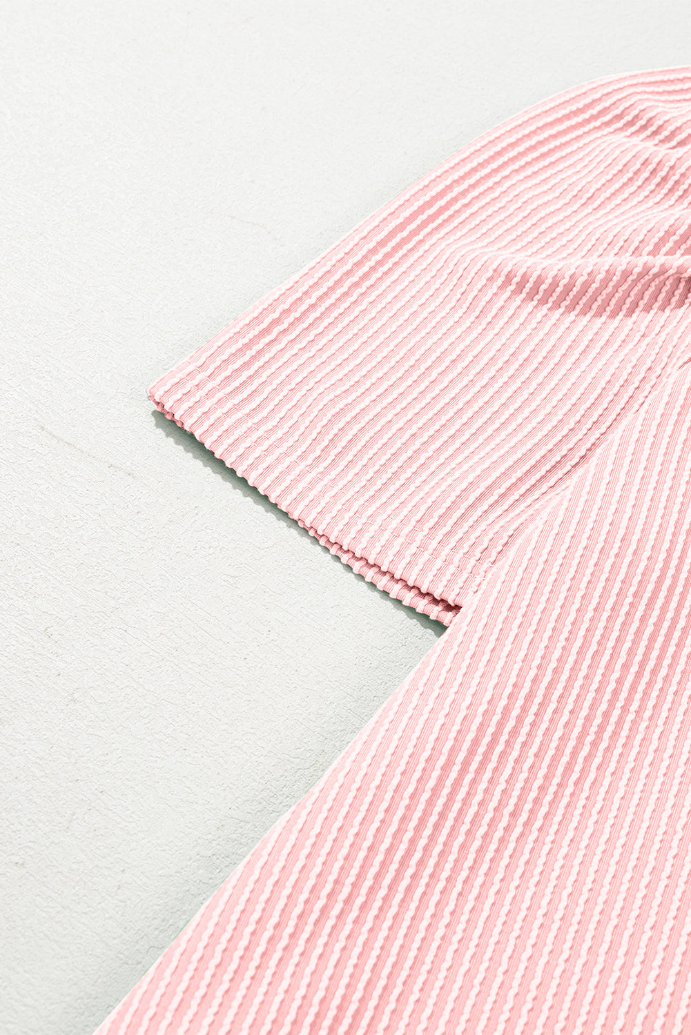 Mint Green Corded Crew Neck Puff Sleeve Mini Dress