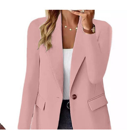 Polyester Autumn Long Sleeve Solid Color Cardigan Small Suit Jacket For Women