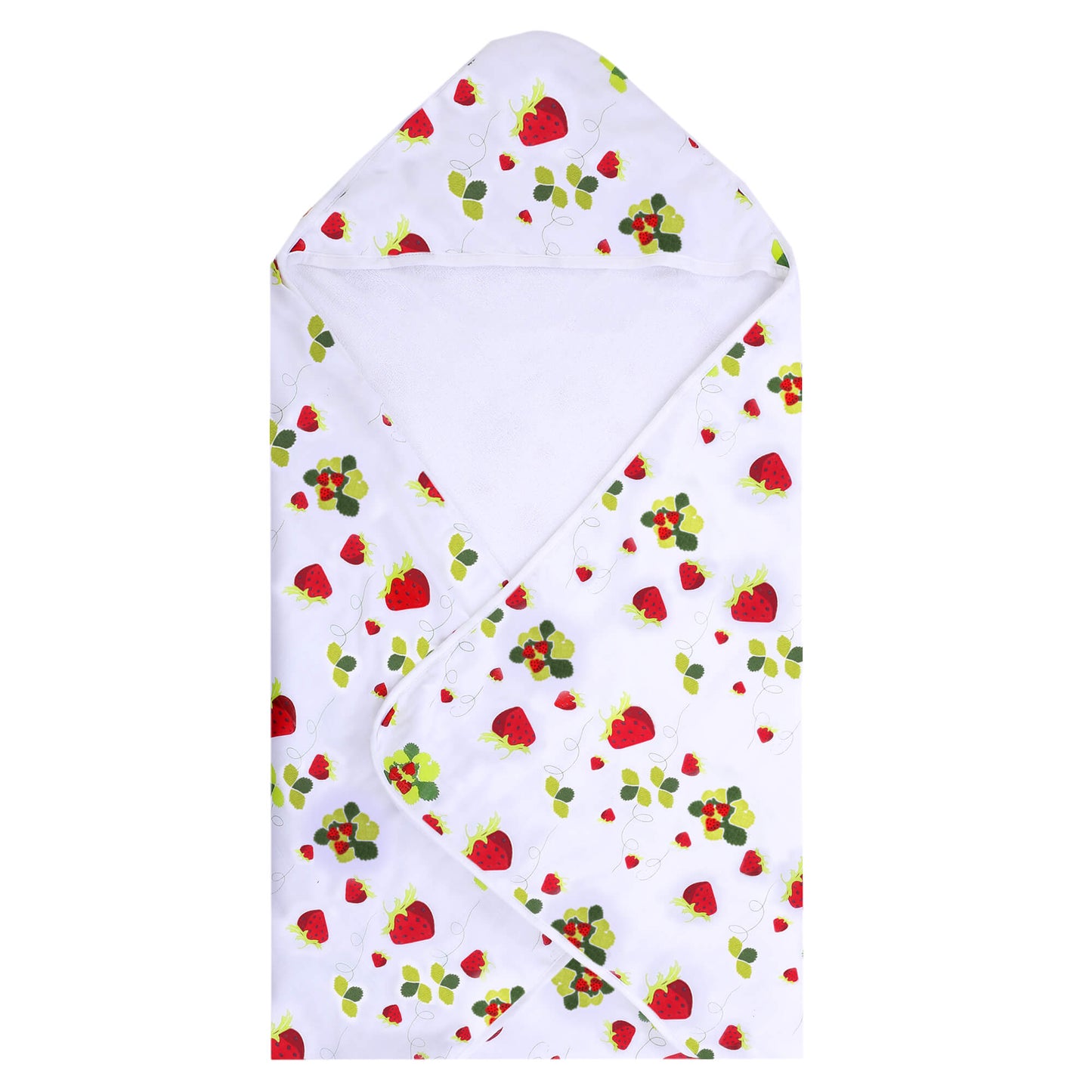 Baby Hooded Towel, Muslin-Backed, Buttery Soft Terry, Strawberry Print