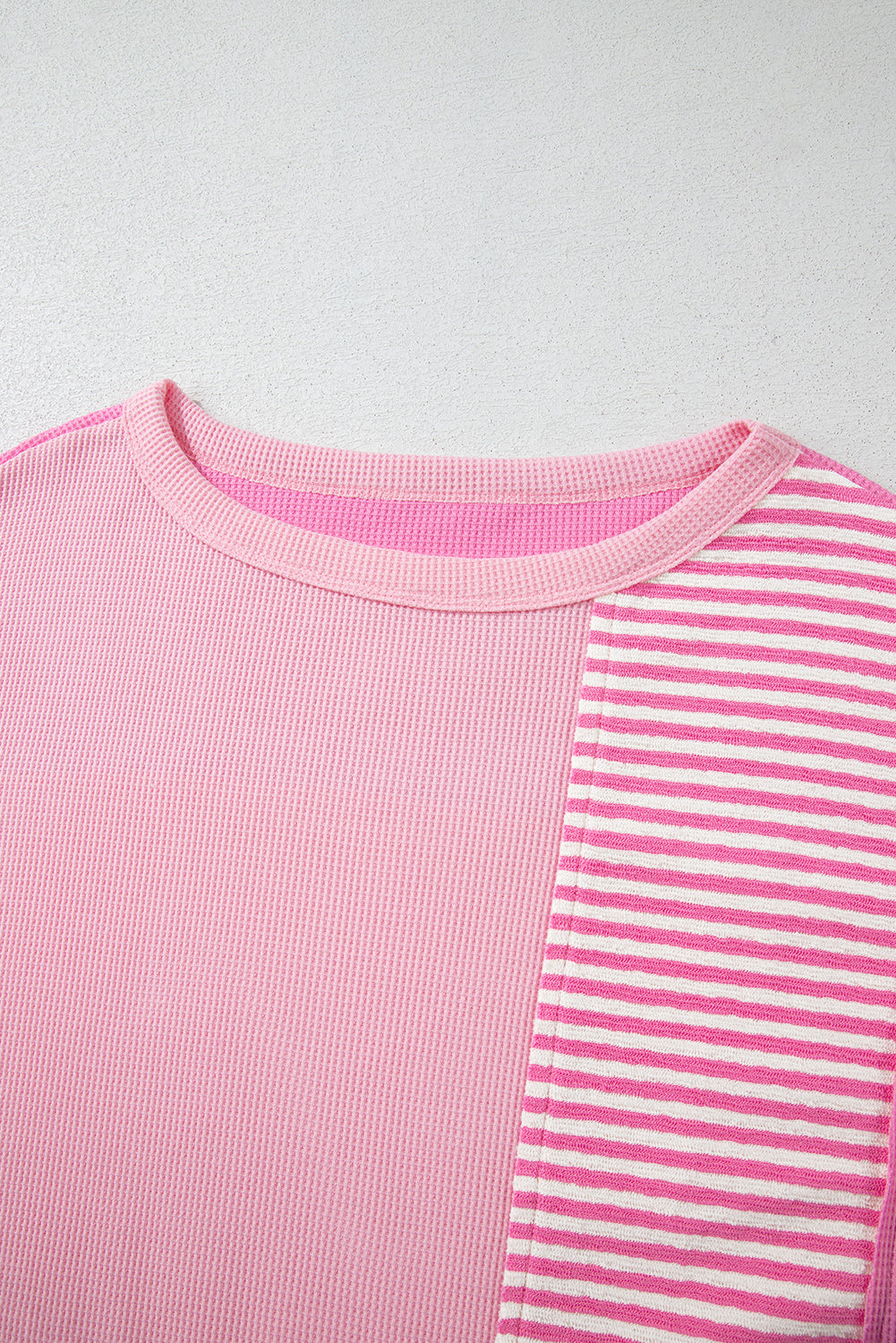 Pink Stripe Patchwork Colorblock Plus Size T Shirt