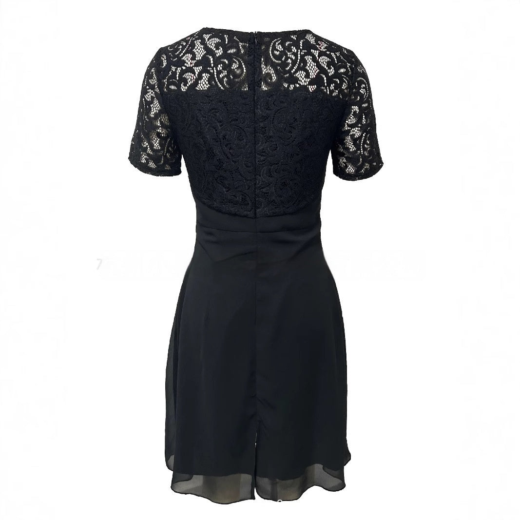 Casual Fashion Short Sleeve Lace Hollow Dress