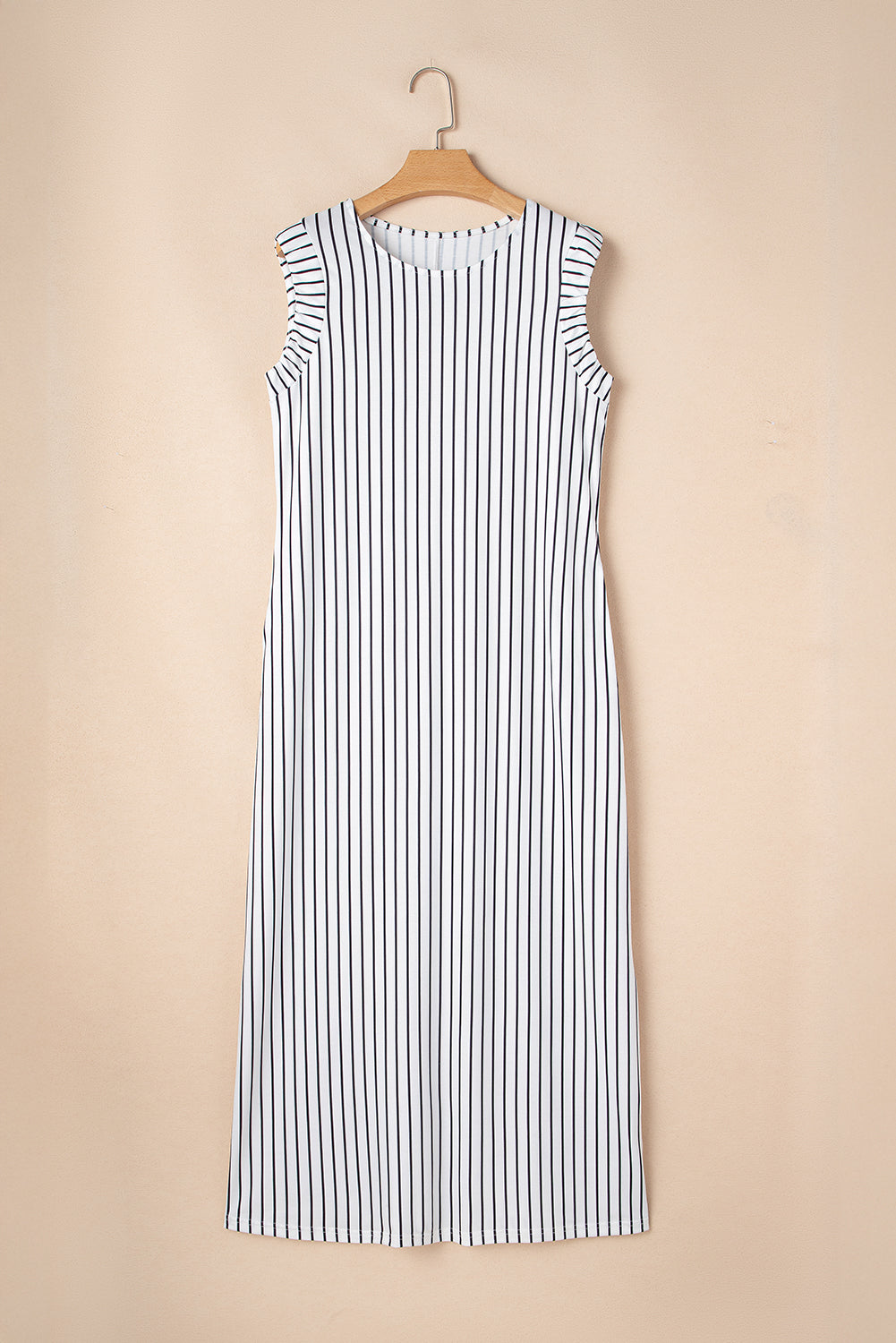 Black White Striped Vest Shift Maxi Dress