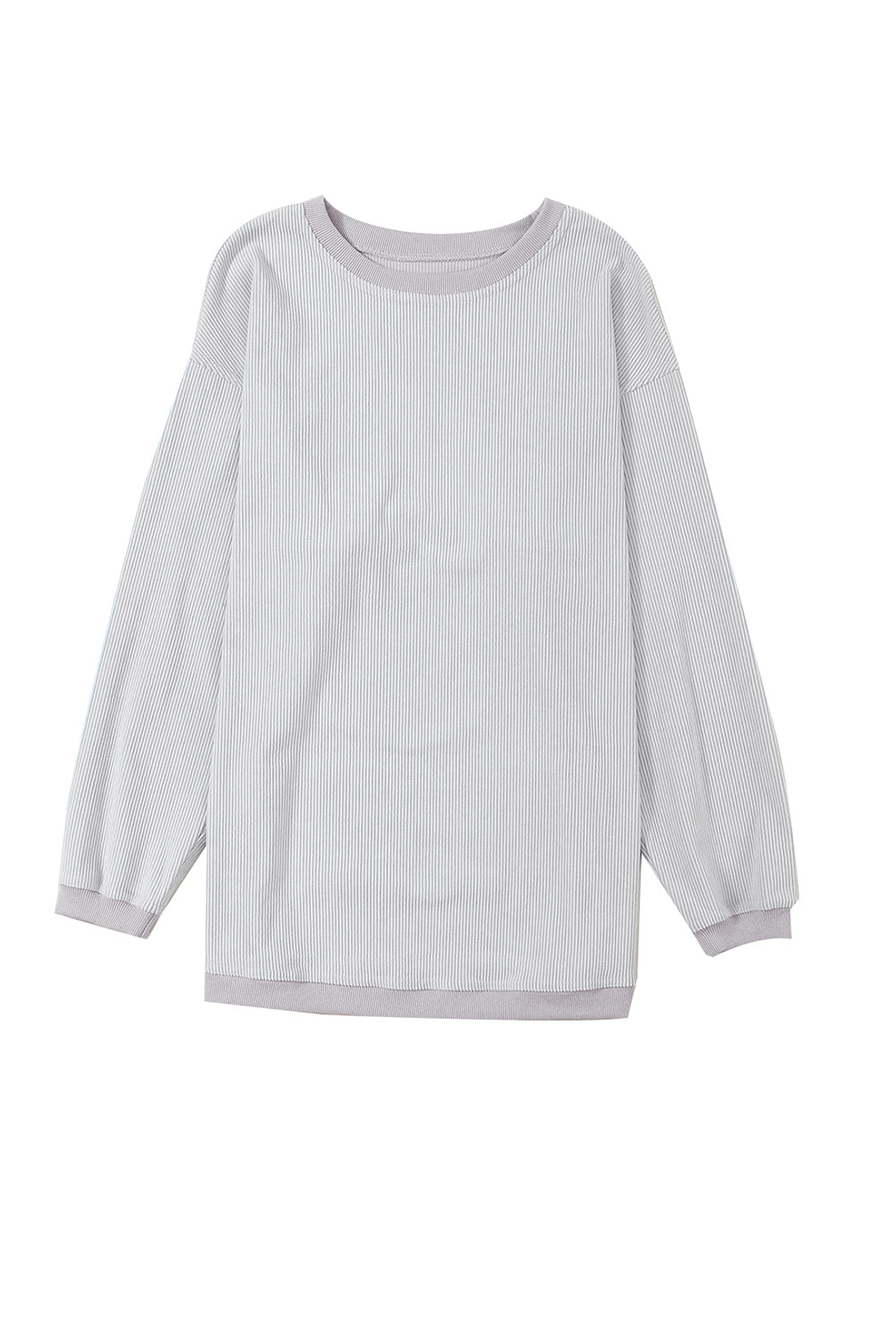 Light Grey Drop Shoulder Crinkle Rib Oversized Sweatshirt